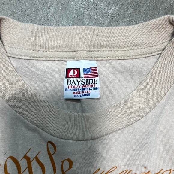 Vintage 90s Bayside “We The People” Constitution AOP Tee Tan Brown Mens XL Shirt - Picture 4 of 4